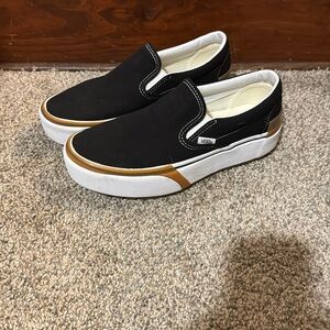 Vans Black and White Classic Slip-On Platform Sneakers